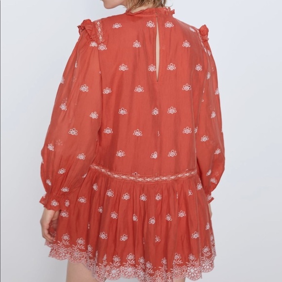 ZARA BNWT Openwork Embroidered Dress - Picture 9 of 11